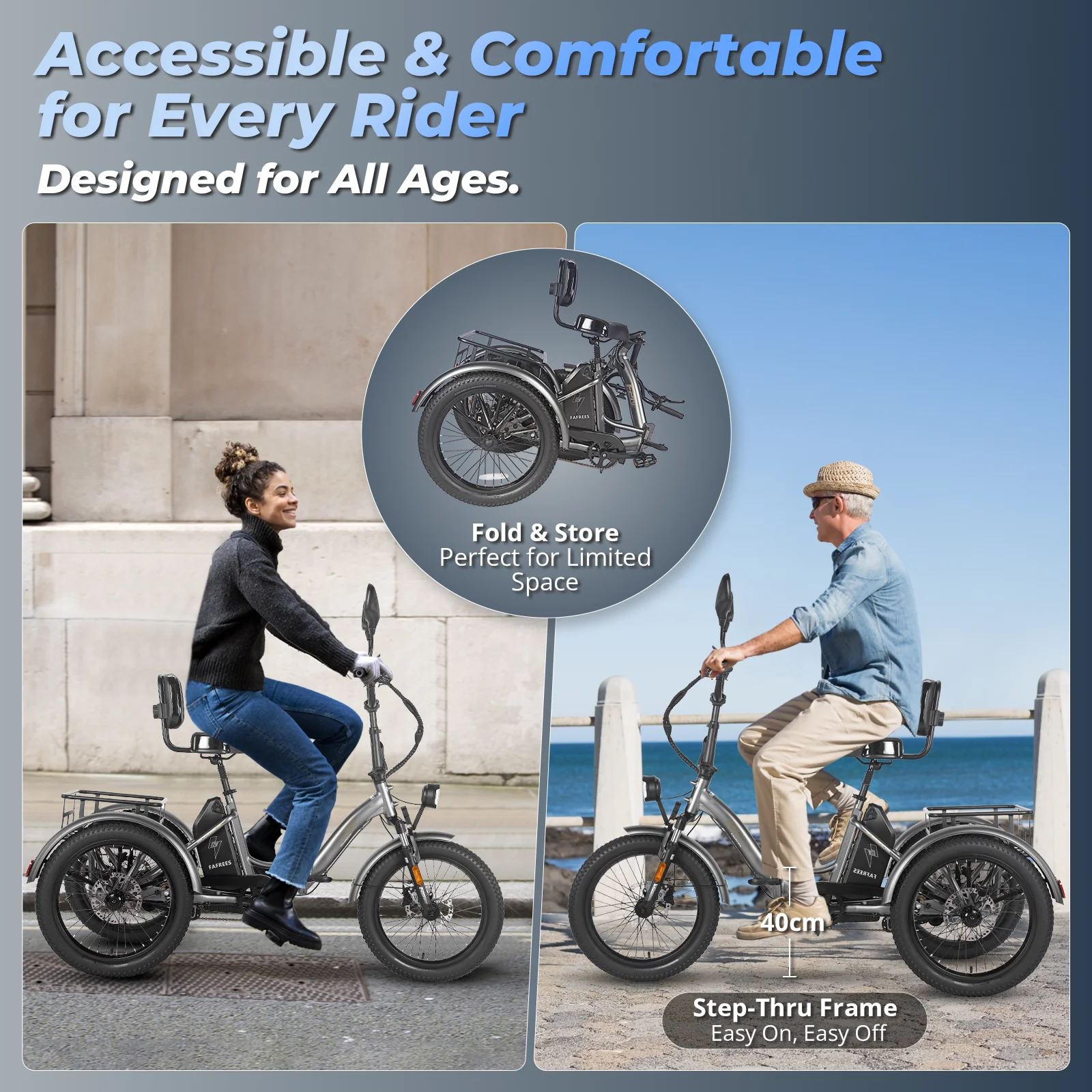 FAFREES F20 Mate Electric Tricycle 500W Brushless Motor 48V/23.45Ah Battery 20*3.0-inch Fat Tires 25km/h Max Speed 110km Max