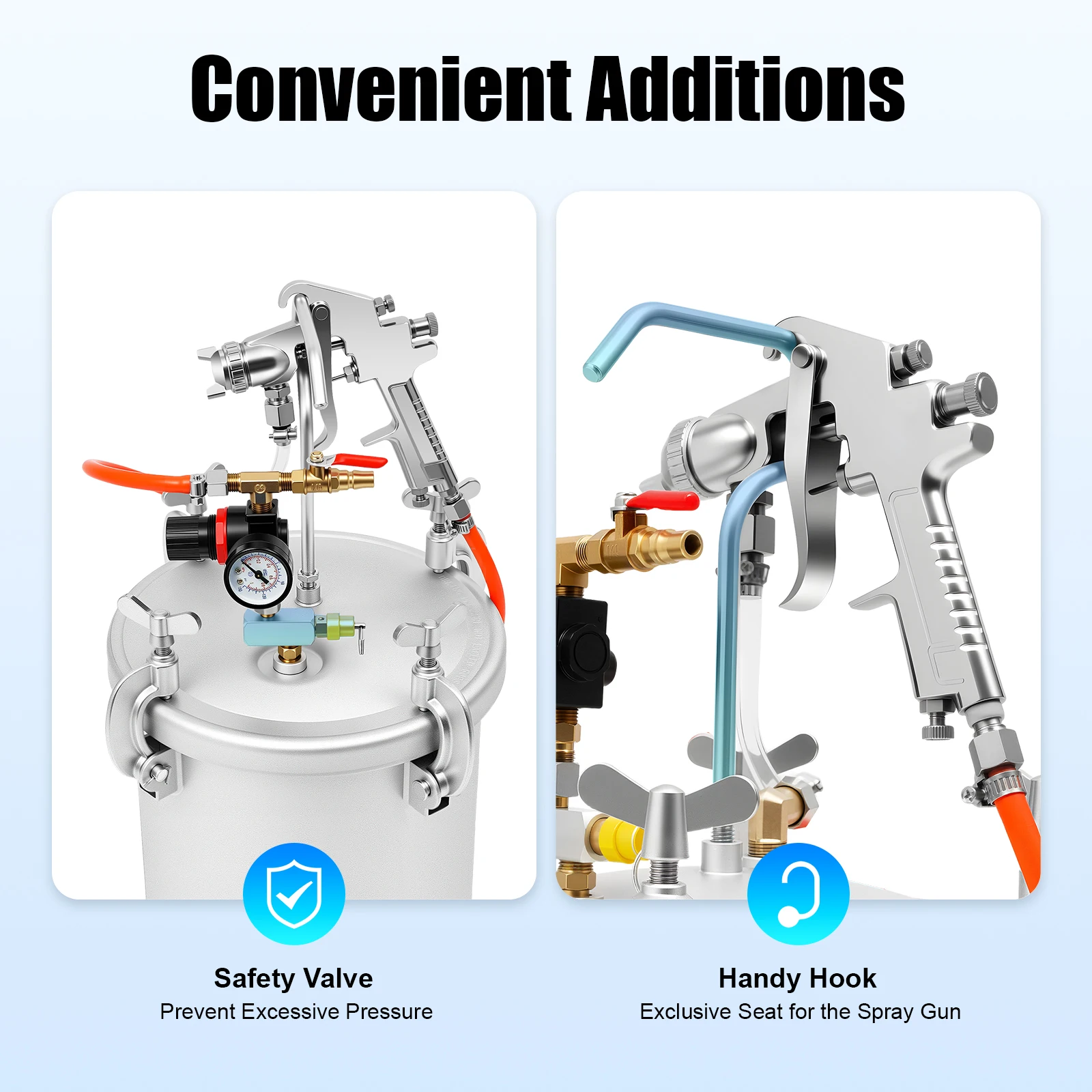 10L Air Paint Sprayer Tank Professional HVLP Spray Gun System 50-80 PSI 3mm Nozzle for Wall Painting DIY Projects
