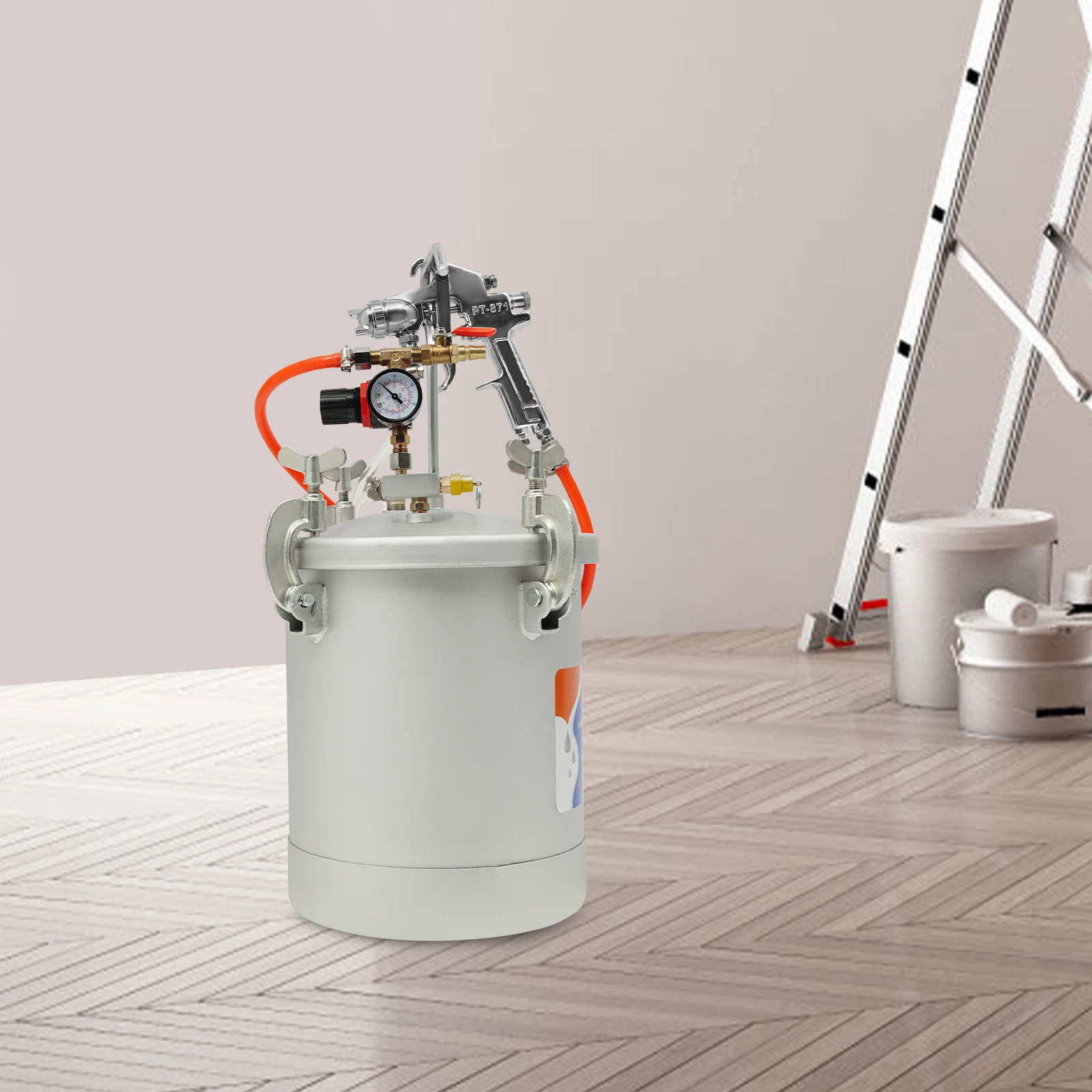 10L Air Paint Sprayer Tank Professional HVLP Spray Gun System 50-80 PSI 3mm Nozzle for Wall Painting DIY Projects