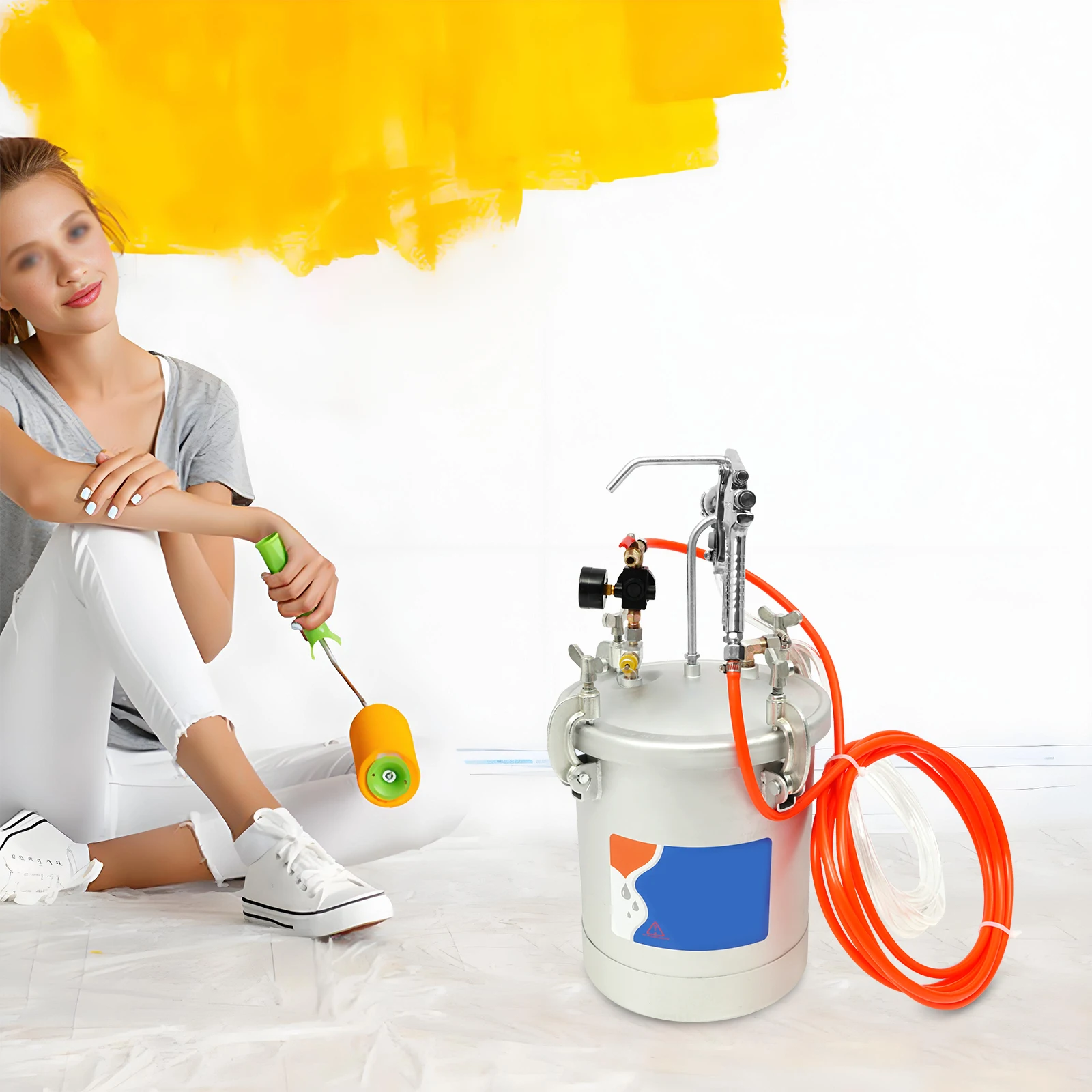 10L Air Paint Sprayer Tank Professional HVLP Spray Gun System 50-80 PSI 3mm Nozzle for Wall Painting DIY Projects