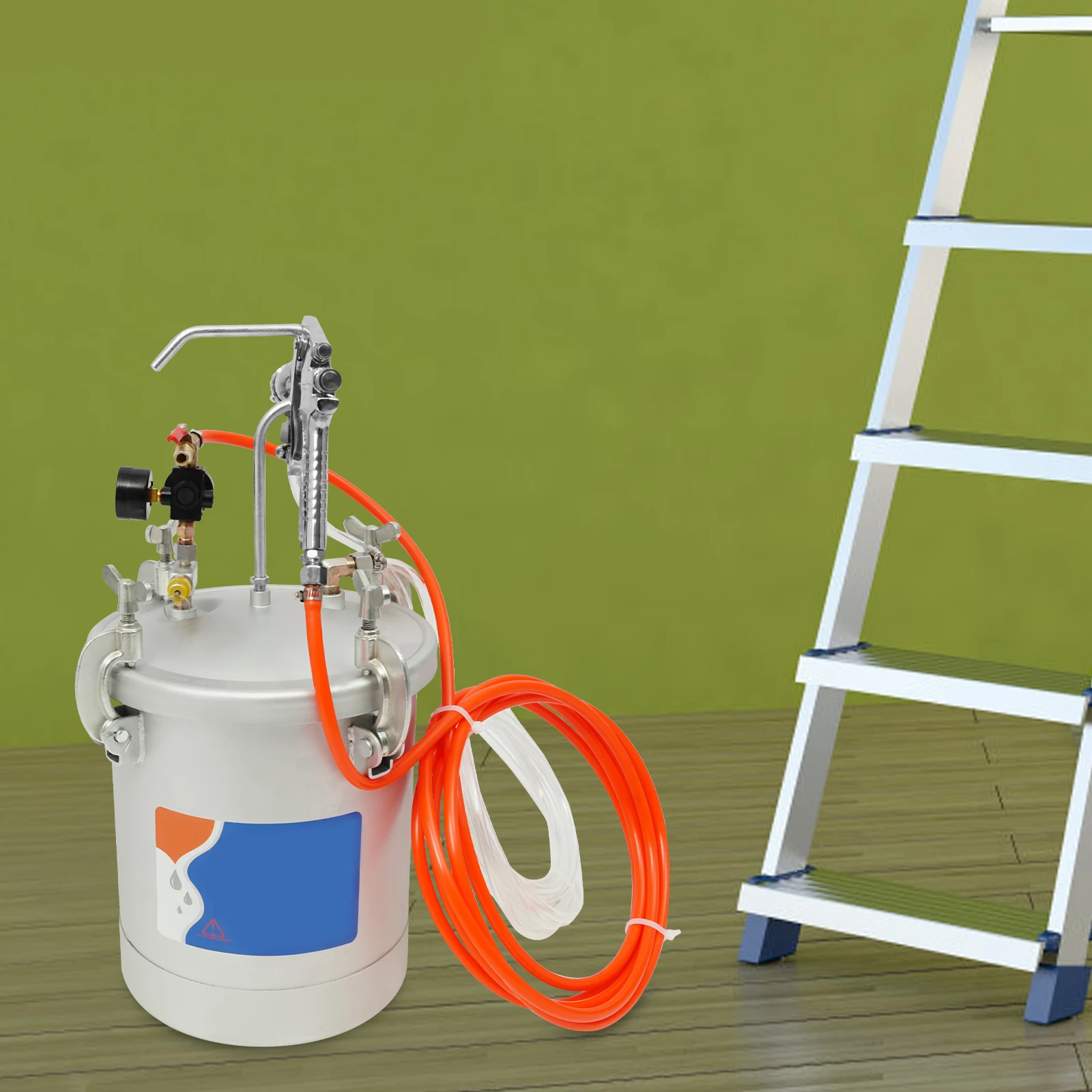 10L Air Paint Sprayer Tank Professional HVLP Spray Gun System 50-80 PSI 3mm Nozzle for Wall Painting DIY Projects
