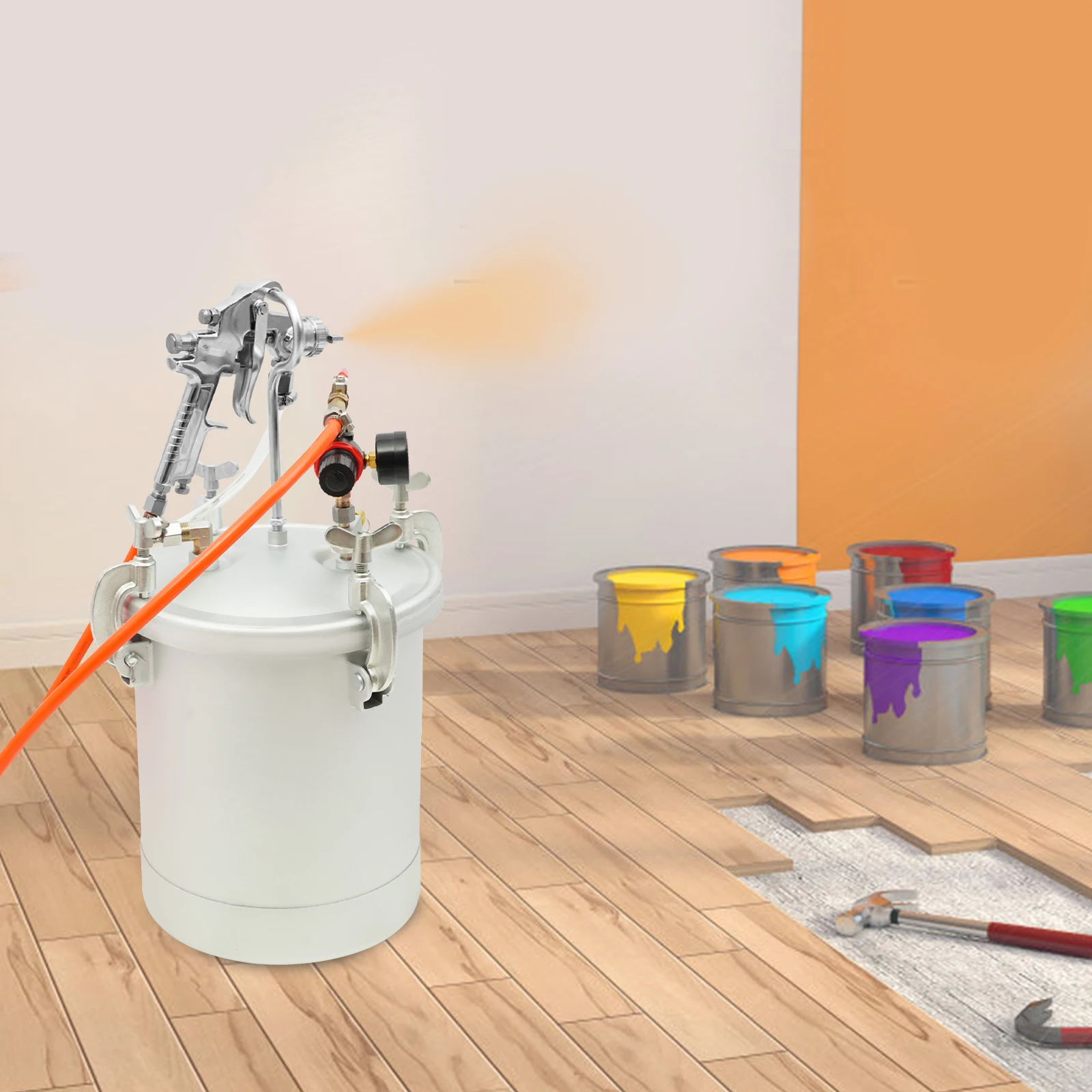 10L Air Paint Sprayer Tank Professional HVLP Spray Gun System 50-80 PSI 3mm Nozzle for Wall Painting DIY Projects