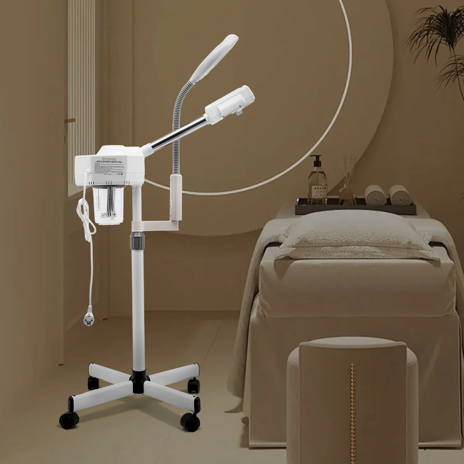 Professional 2 in 1 Facial Steamer with 5x Magnifying for Beauty Clinics Spa Centers Water Baths Humidification Skin 800w