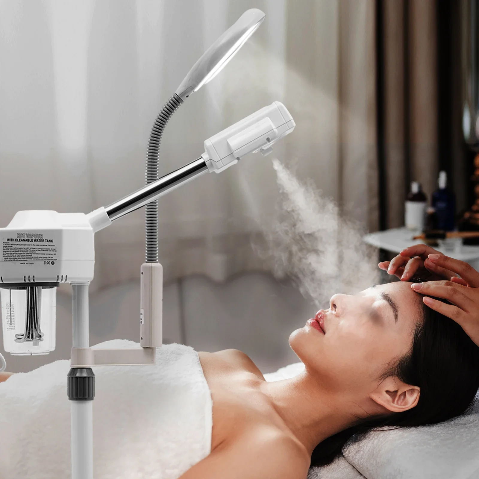 Professional 2 in 1 Facial Steamer with 5x Magnifying for Beauty Clinics Spa Centers Water Baths Humidification Skin 800w