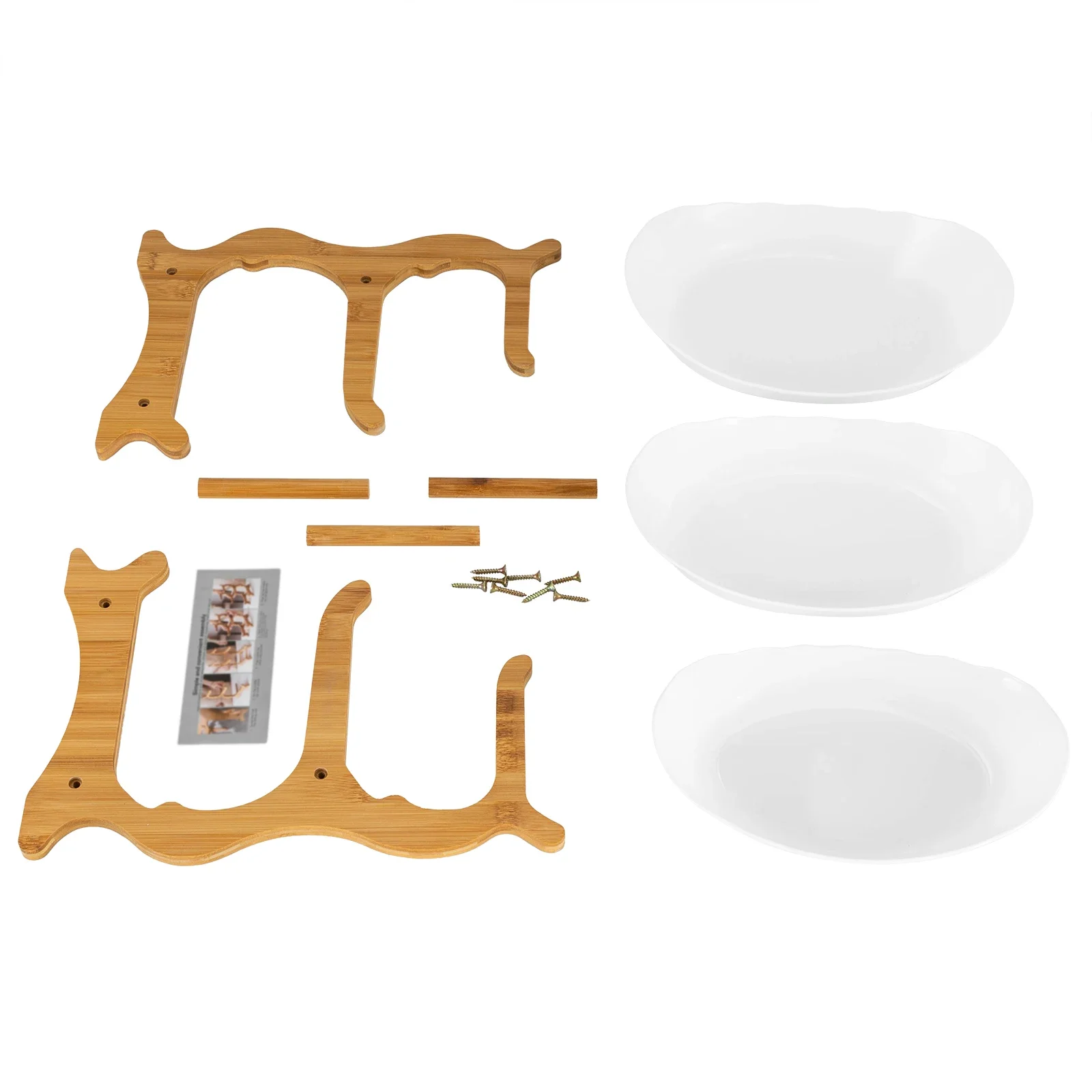 3-Stage Tray Universal Bamboo Wood Removable With Stand For Kitchen Dessert Snacks Fruit Sweets Vegetables White