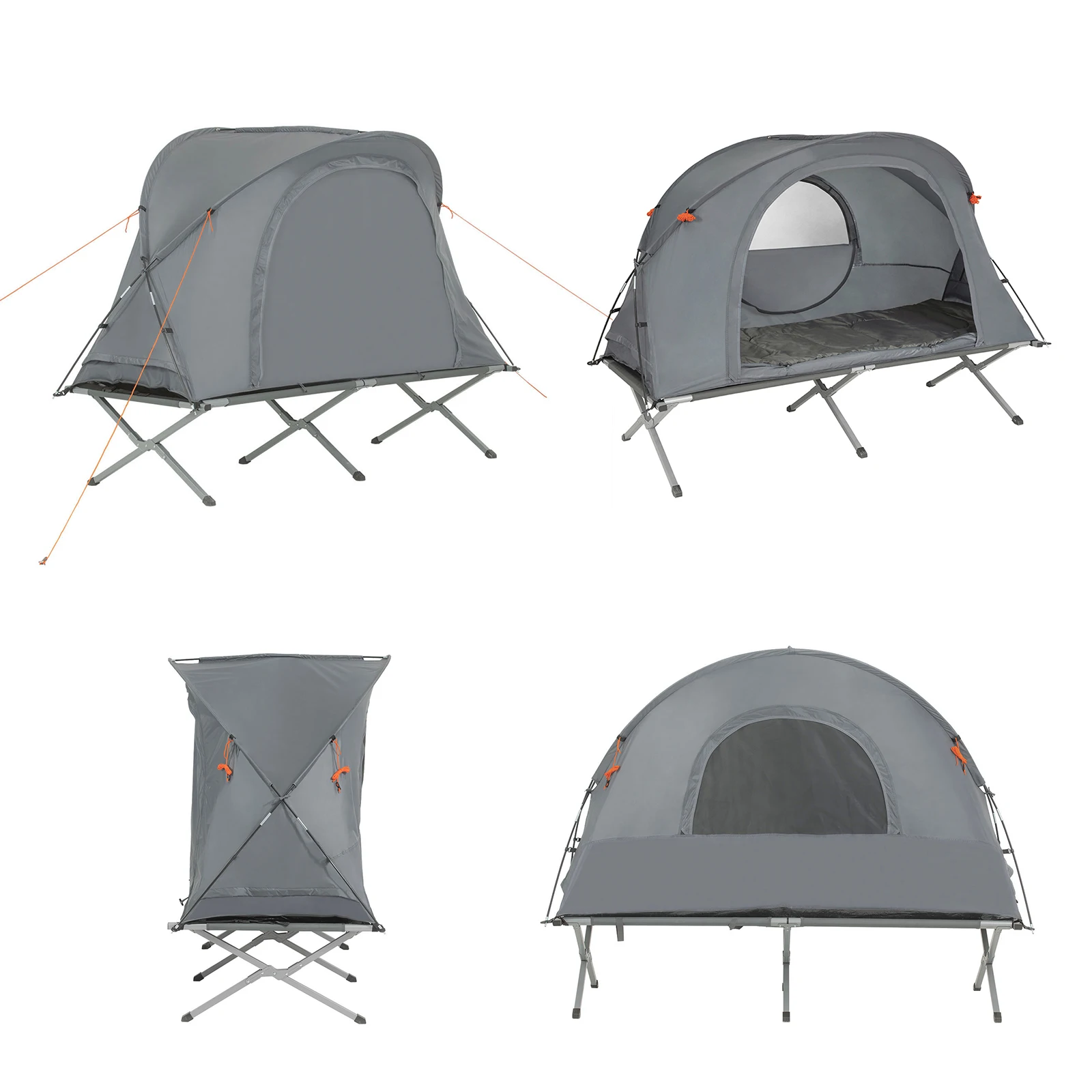SoBuy OGS60-HG Survival tent Camp Bed 4in1 Camping Set with sleeping bag Mattress and accessories tent 1 Person