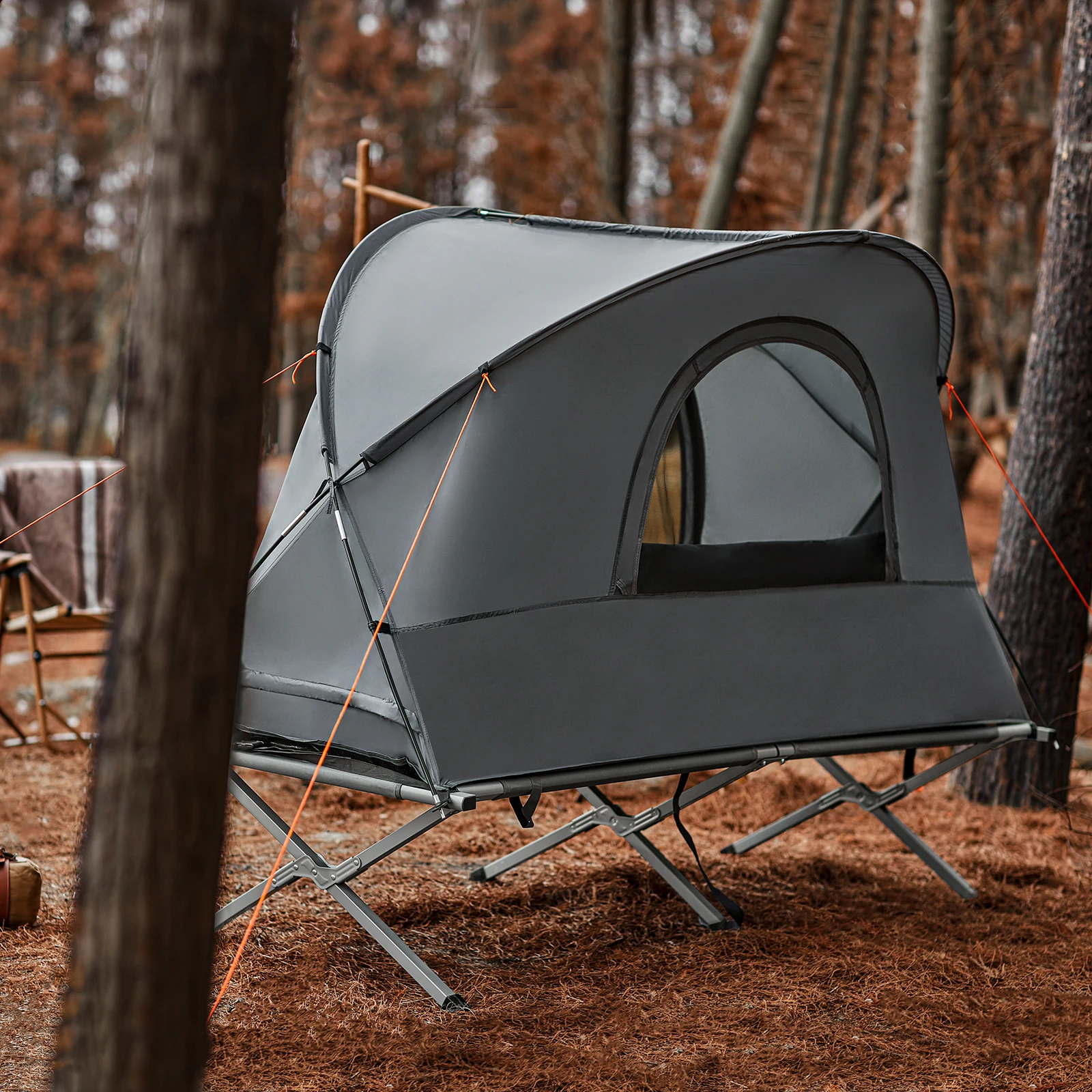 SoBuy OGS60-HG Survival tent Camp Bed 4in1 Camping Set with sleeping bag Mattress and accessories tent 1 Person