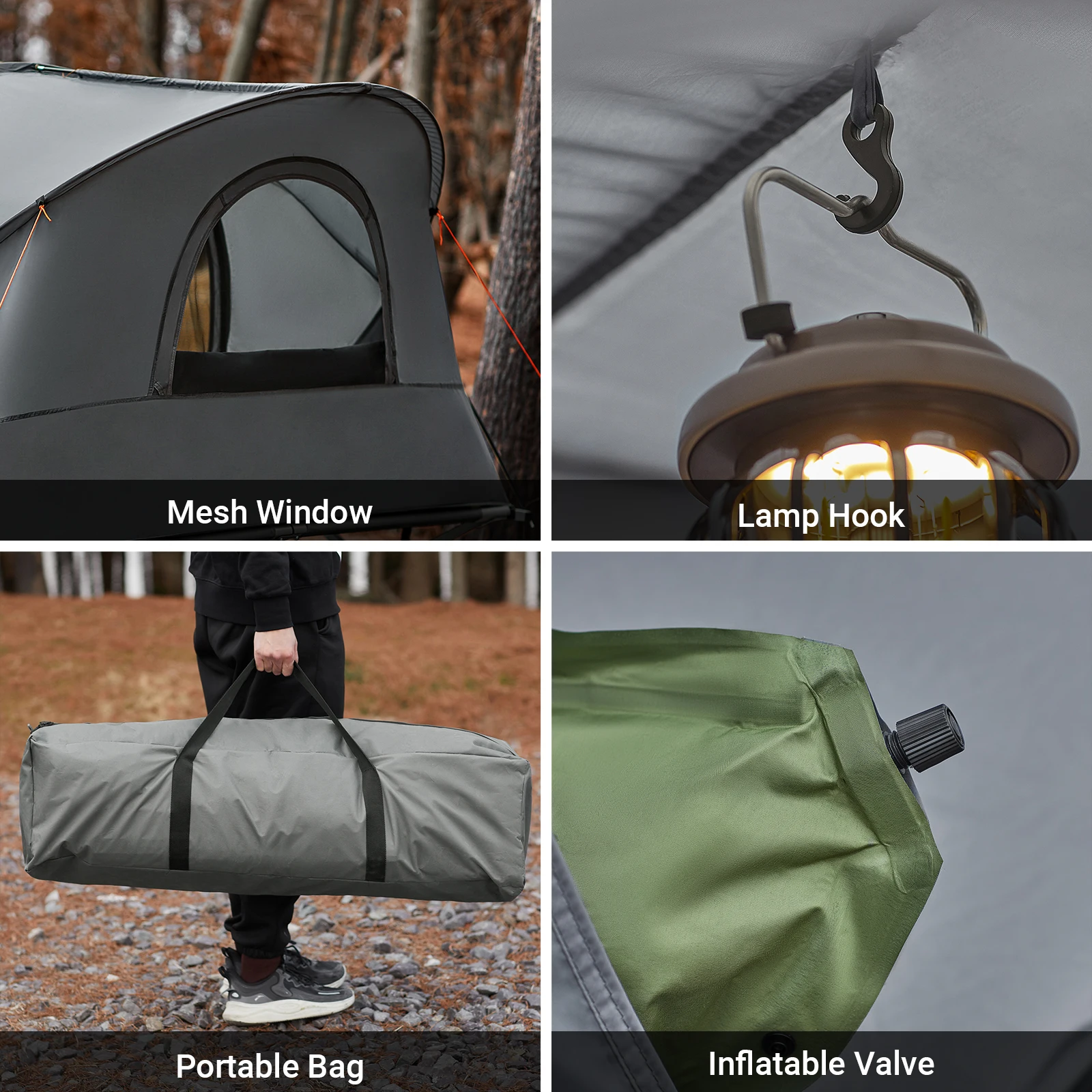 SoBuy OGS60-HG Survival tent Camp Bed 4in1 Camping Set with sleeping bag Mattress and accessories tent 1 Person