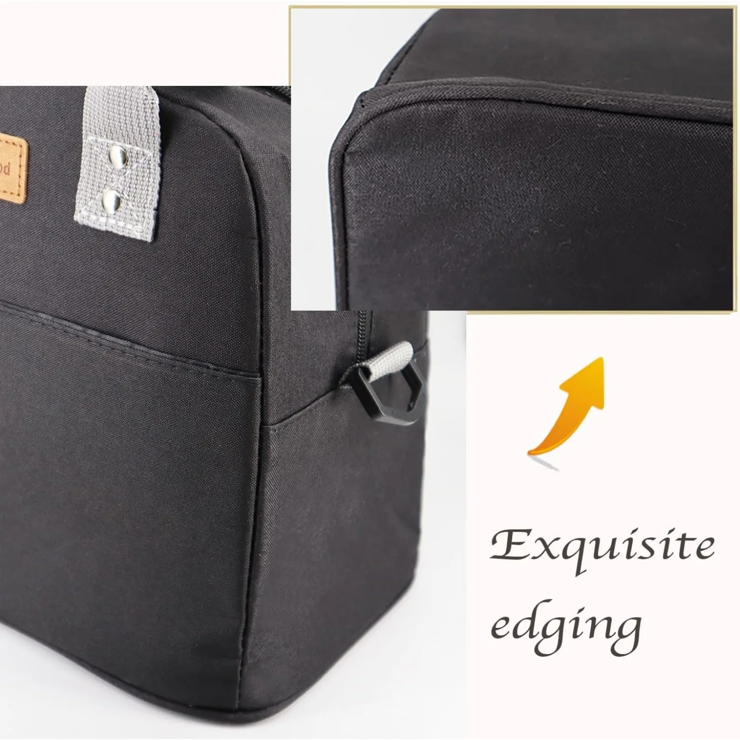 Insulated Lunch Tote Bag Reusable Meal Prep Thermal lunch Bag Waterproof Cooler bag for Office,Picnic (Black)