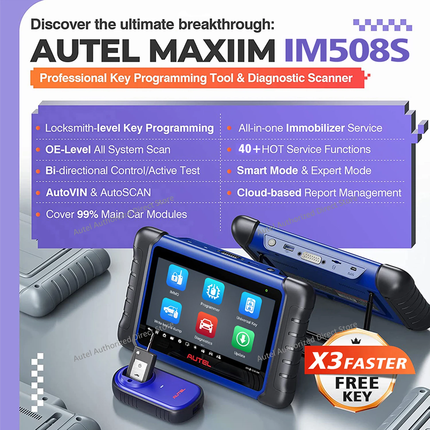 Autel IM508S Scanner All-in-one Diagnostic Scanner & IMMO Key Prgramming Tool, 3000+ Active Tests Upgraded of KM100 KM100E IM508