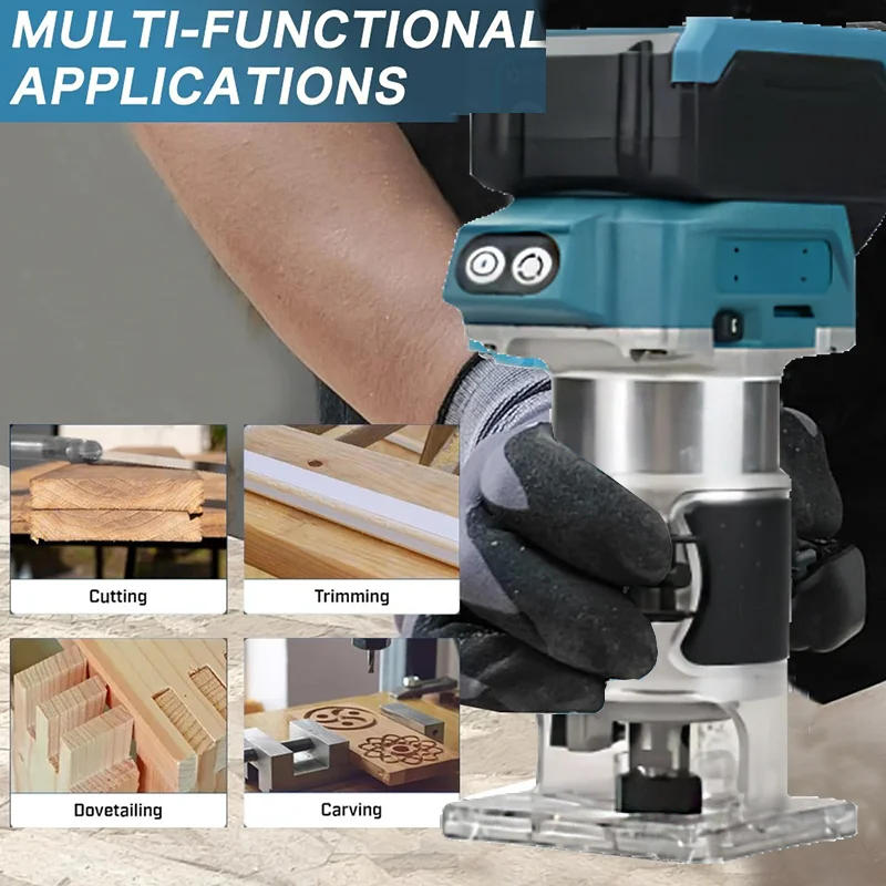 Brushless 5 Speed Wood Router Tool Cordless Milling Engraving Slotting Machine Woodworking Trimming Machine for Makita Battery