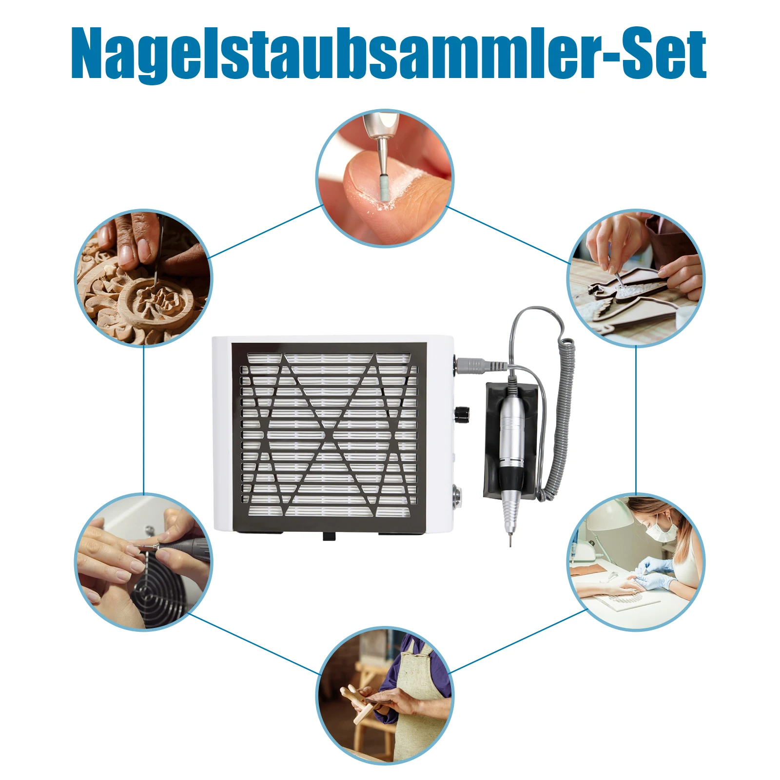 Nail Table for Nail Tech, Compact and Powerful, 30,000 RPM, Adjustable Speed, Nail Dust Collector with Reusable Filter,