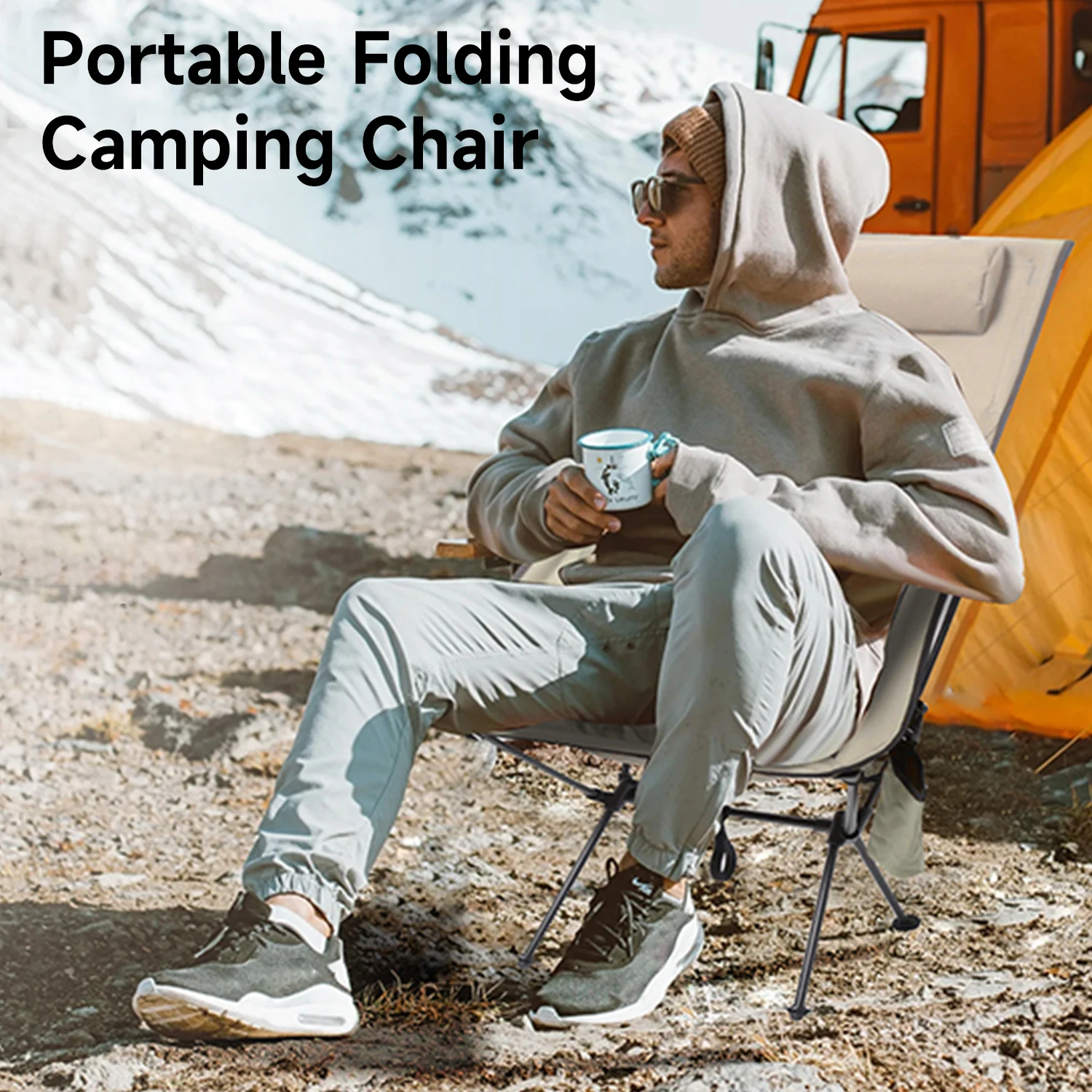 Folding Camping Chair with Headrest Lightweight Aluminum Alloy Portable Tourist Chair Fishing Chair Moon Chair Outdoor Furniture