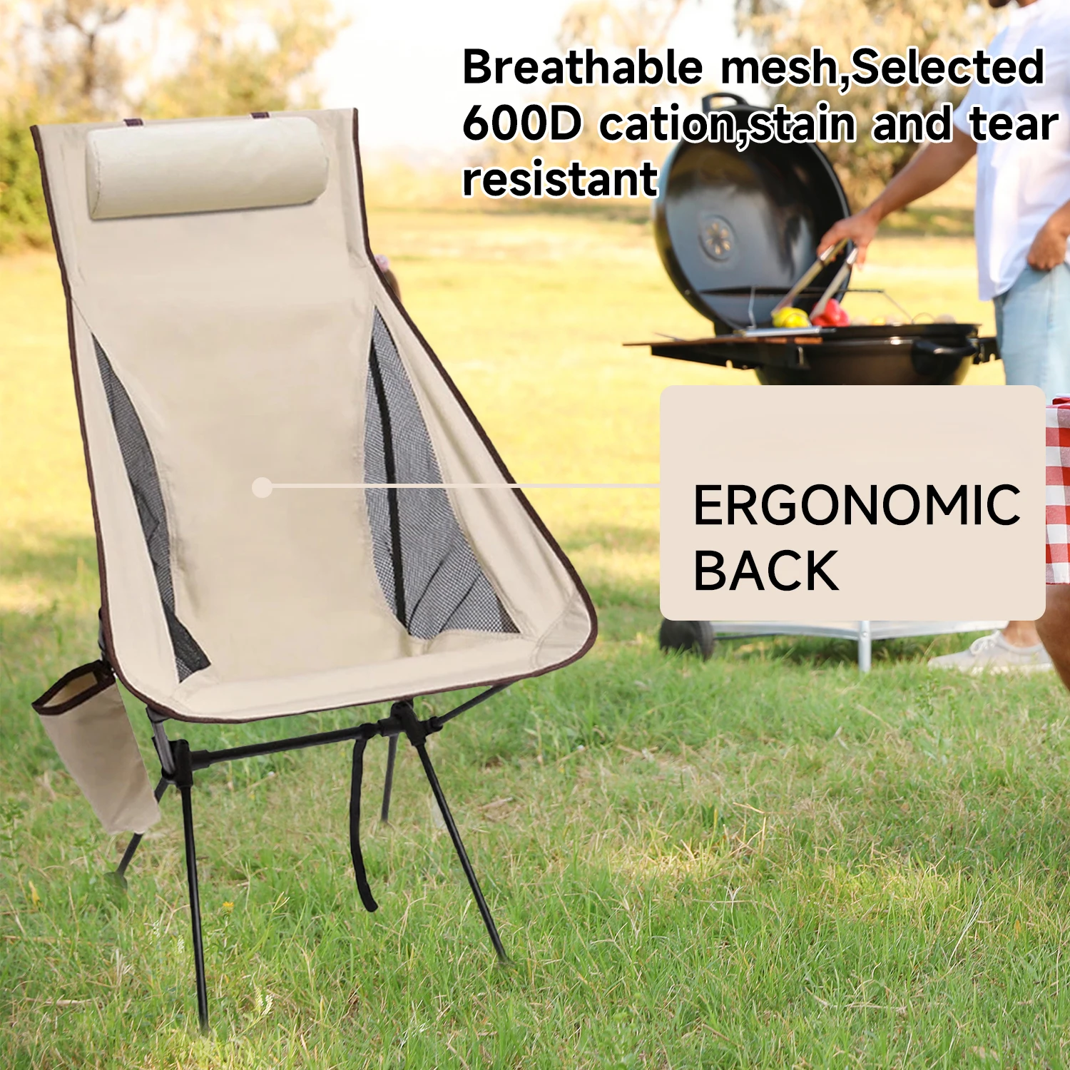 Folding Camping Chair with Headrest Lightweight Aluminum Alloy Portable Tourist Chair Fishing Chair Moon Chair Outdoor Furniture