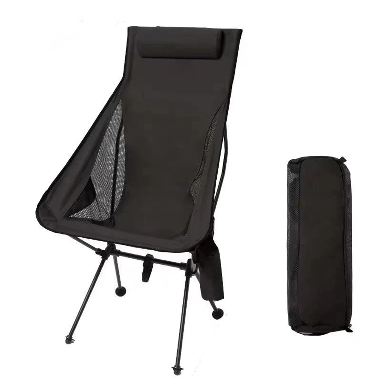 Folding Camping Chair with Headrest Lightweight Aluminum Alloy Portable Tourist Chair Fishing Chair Moon Chair Outdoor Furniture