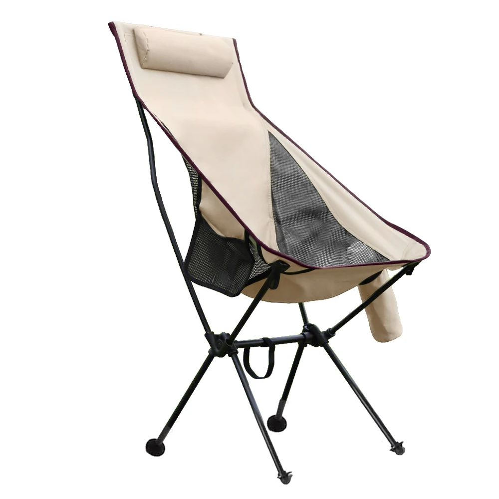 Folding Camping Chair with Headrest Lightweight Aluminum Alloy Portable Tourist Chair Fishing Chair Moon Chair Outdoor Furniture