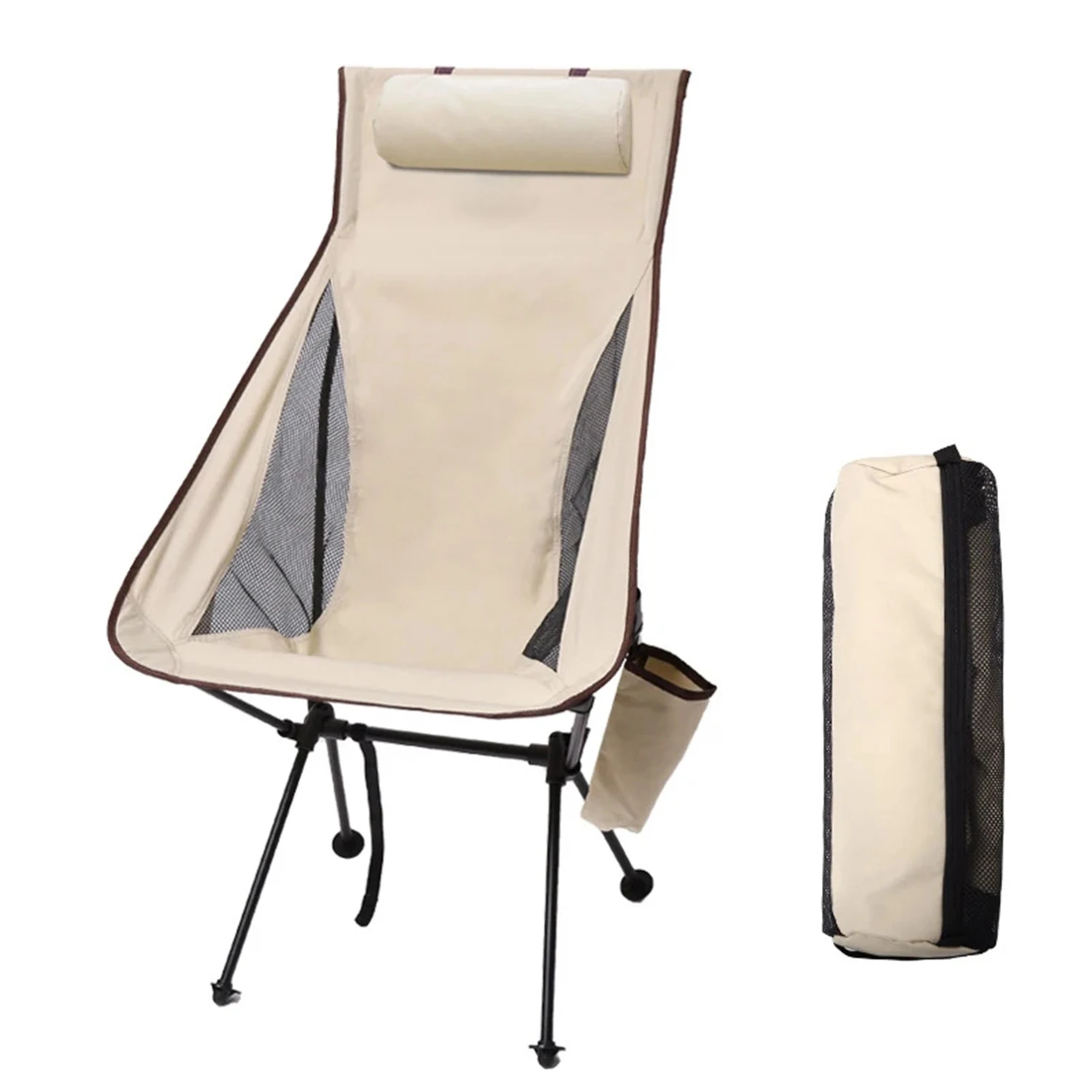 Folding Camping Chair with Headrest Lightweight Aluminum Alloy Portable Tourist Chair Fishing Chair Moon Chair Outdoor Furniture