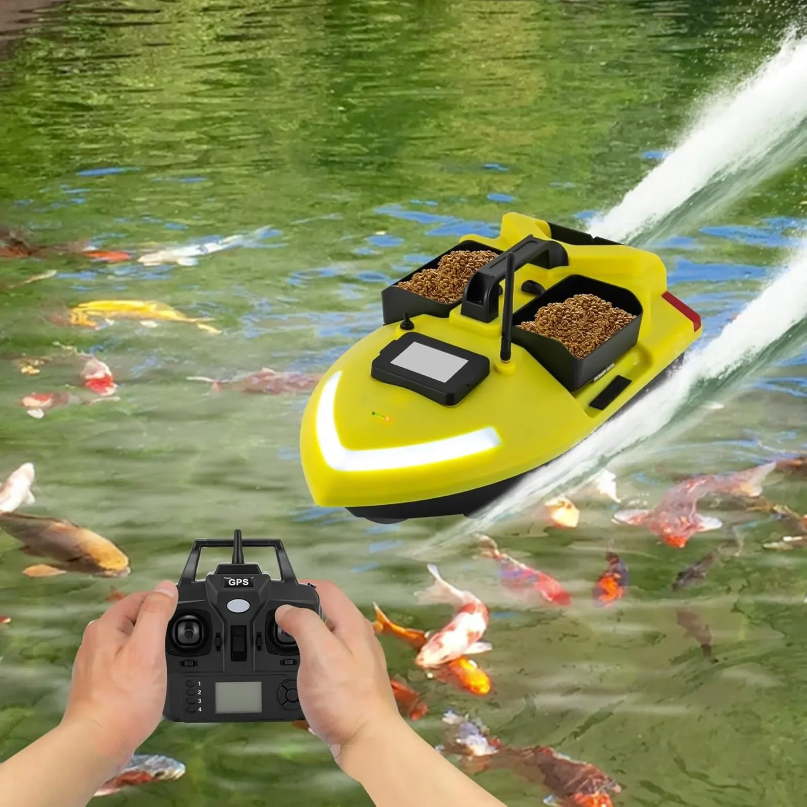 500 m GPS Feeding Boat Bait Boat W|Remote Control Bait Boat Large Capacity Feeding Boat Fishing Automatic Course Correction