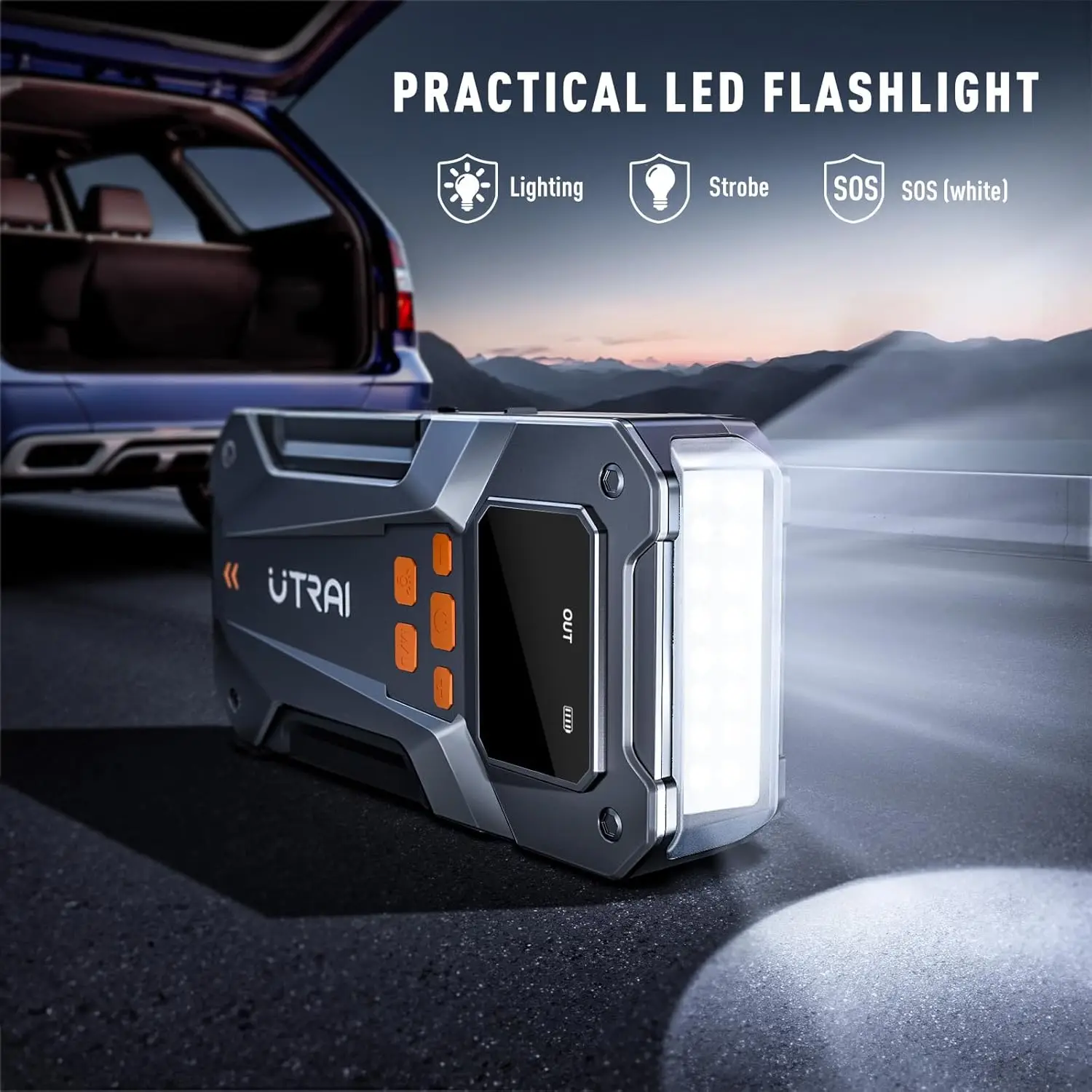 UTRAI 5000A 150PSI Jump Starter with Air Compressor for All Gas and 10.0L Diesel Engines Starting Device Car Starter 