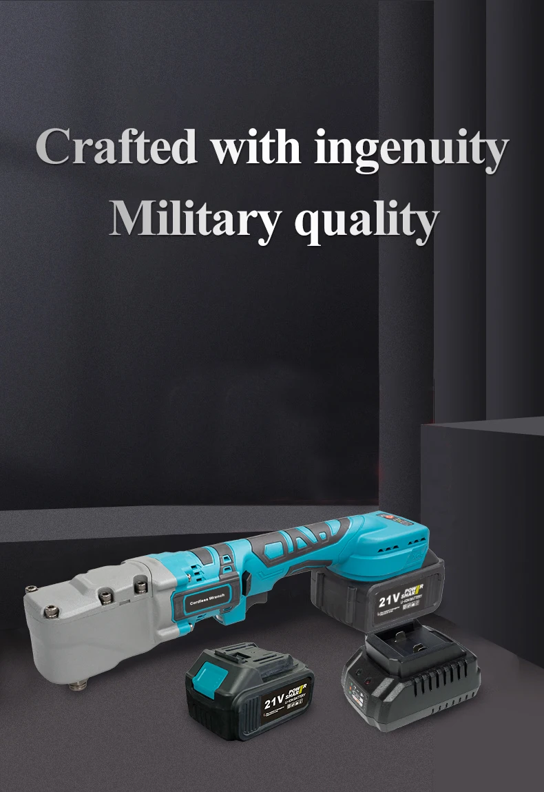 300N·m Brushless Ratchet Right Angle Wrench Cordless Driver 90° Electric Impact Wrench 3CM Narrow Head for Car/Mechanical Repair