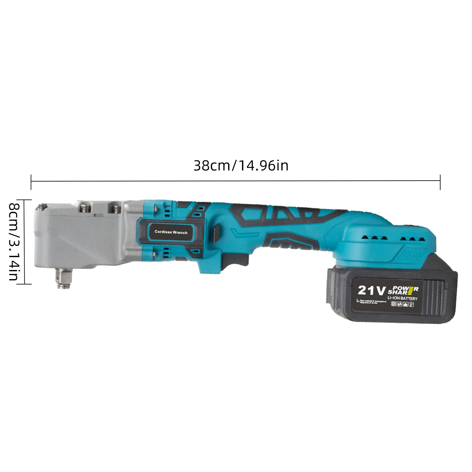 300N·m Brushless Ratchet Right Angle Wrench Cordless Driver 90° Electric Impact Wrench 3CM Narrow Head for Car/Mechanical Repair