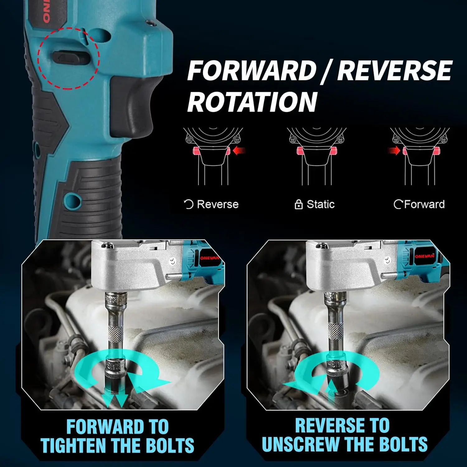 300N·m Brushless Ratchet Right Angle Wrench Cordless Driver 90° Electric Impact Wrench 3CM Narrow Head for Car/Mechanical Repair