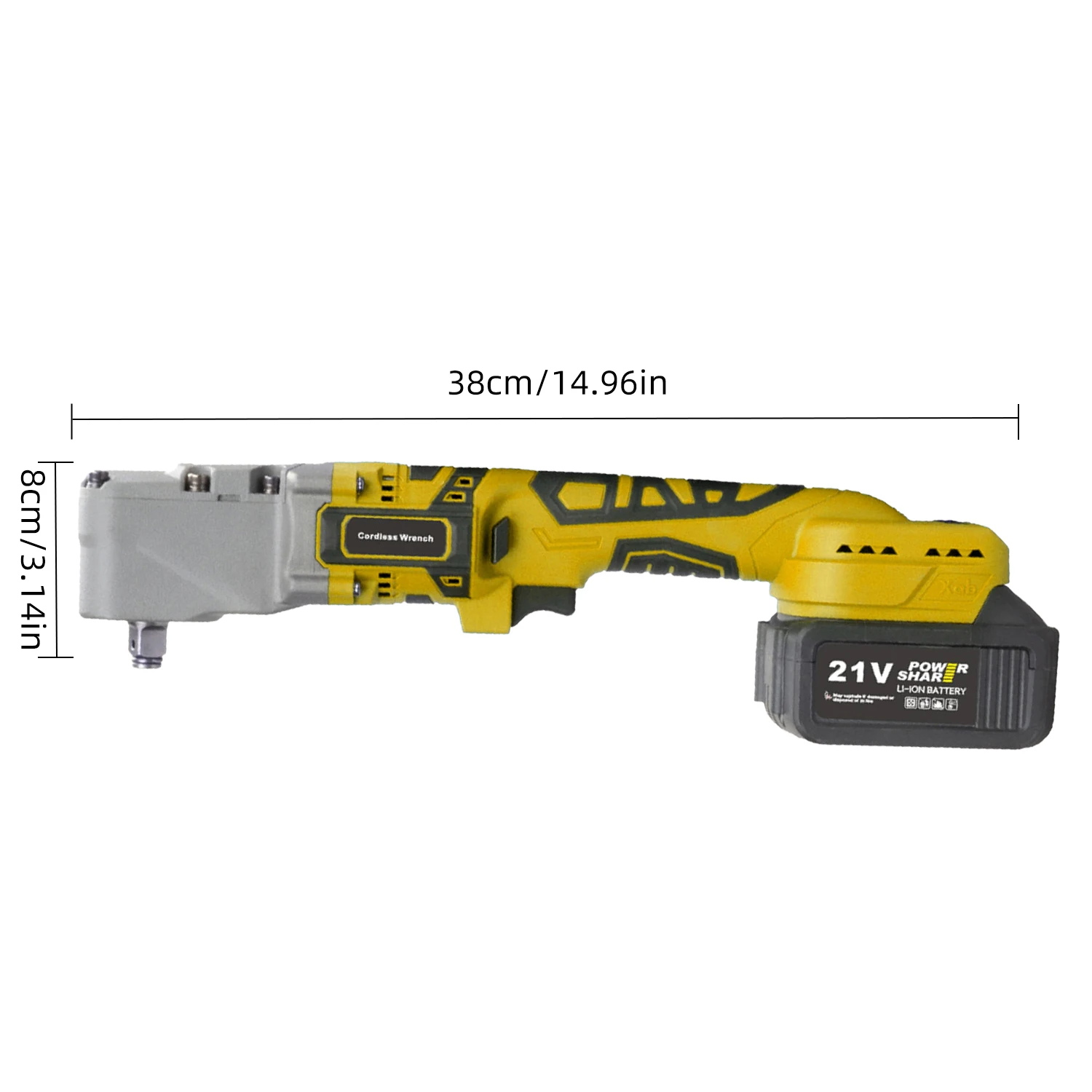 300N·m Brushless Ratchet Right Angle Wrench Cordless Driver 90° Electric Impact Wrench 3CM Narrow Head for Car/Mechanical Repair