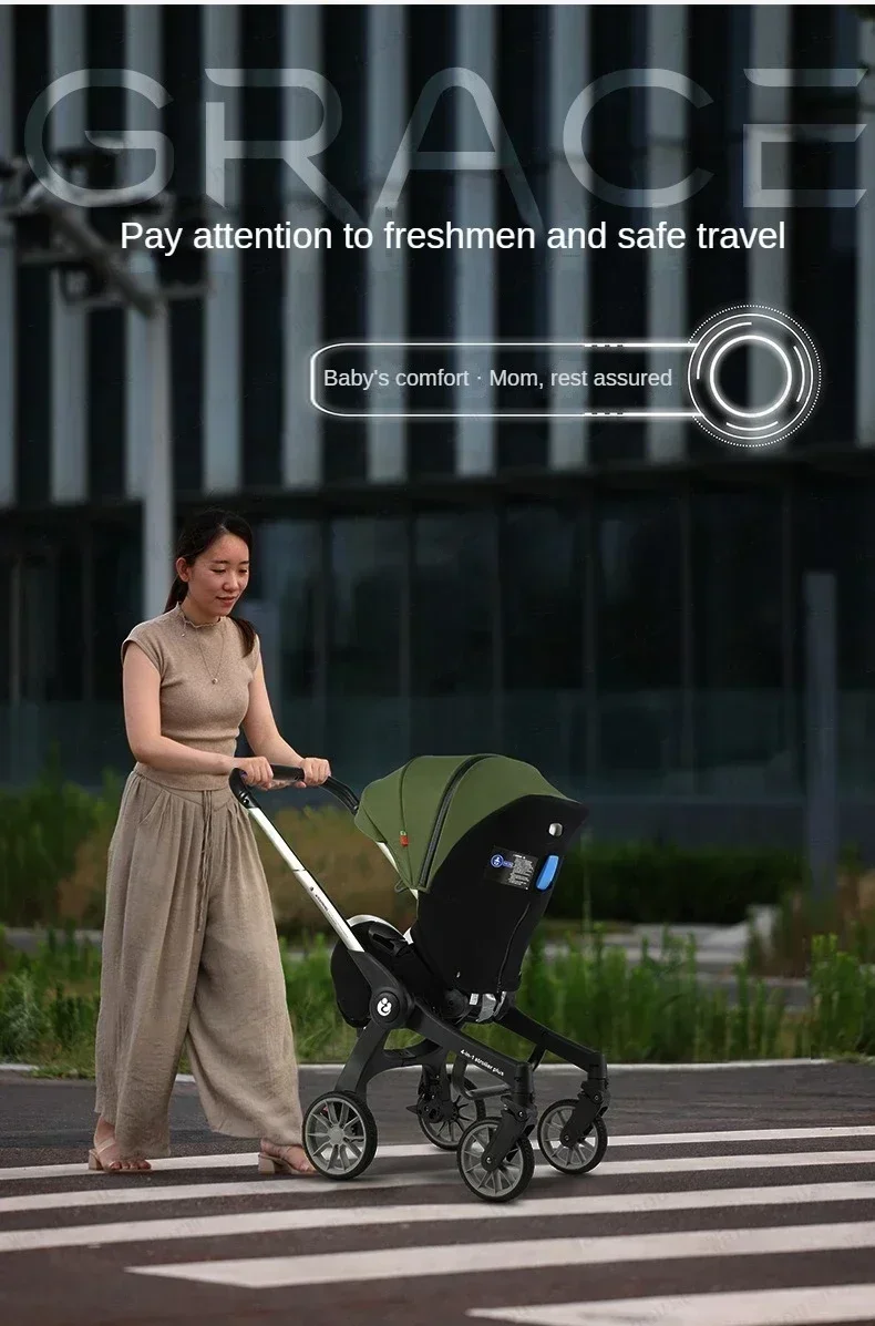 EU in Stock 4In1 Baby Stroller, Multifunctional Stroller Foldable with Car Seat Baby Car Carriage Portable Baby Stroller 3in1