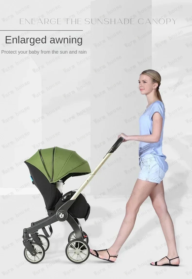EU in Stock 4In1 Baby Stroller, Multifunctional Stroller Foldable with Car Seat Baby Car Carriage Portable Baby Stroller 3in1