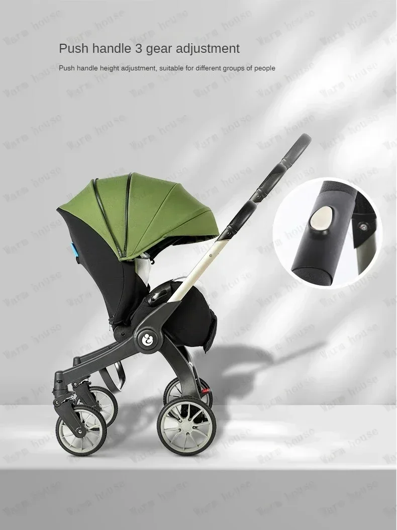 EU in Stock 4In1 Baby Stroller, Multifunctional Stroller Foldable with Car Seat Baby Car Carriage Portable Baby Stroller 3in1