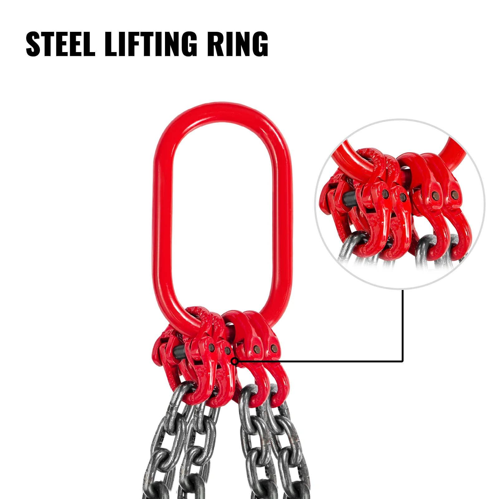 SucceBuy 4T Chain Sling Chain 1M/2Mx8MM 4 Legs with Powder Coating Steel G80 Hook High Temperature Resistance for Garage Lifting