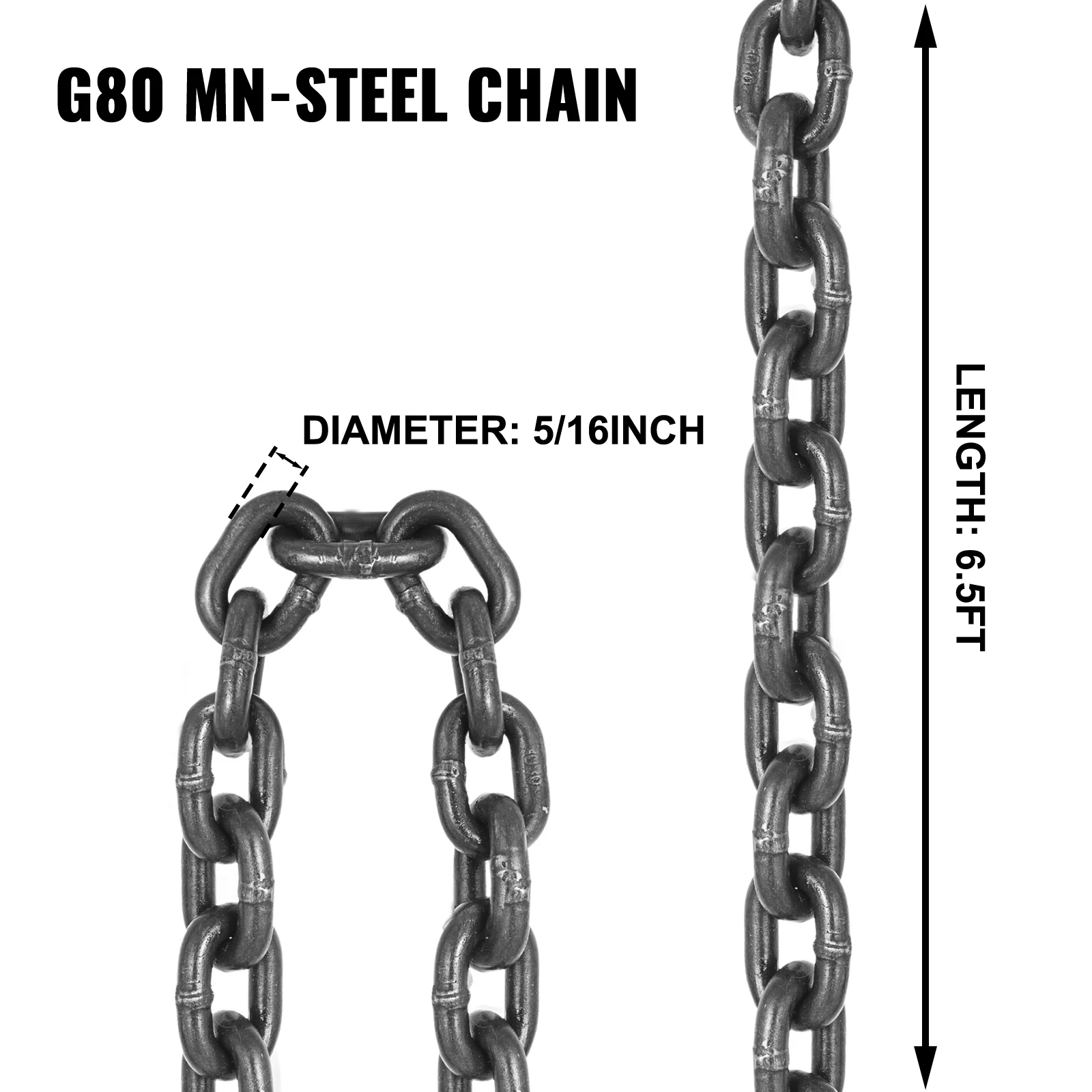 SucceBuy 4T Chain Sling Chain 1M/2Mx8MM 4 Legs with Powder Coating Steel G80 Hook High Temperature Resistance for Garage Lifting