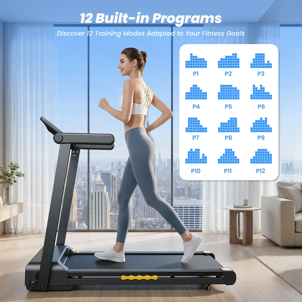 Formill FT61 3.0HP Foldable Treadmill, 15% Incline, 13.5km/h, 17×43Inch Belt, 300lbs Load, Silent, LCD, Shock-Absorbing for Home
