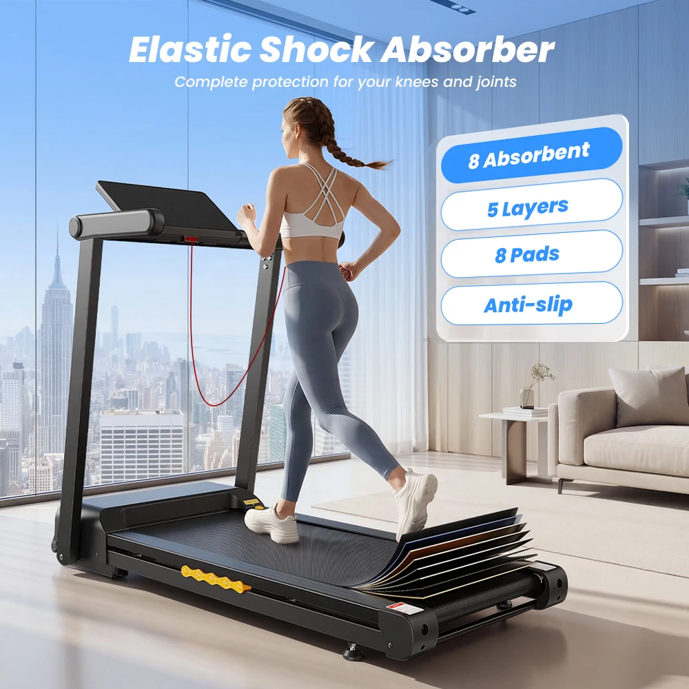 Formill FT61 3.0HP Foldable Treadmill, 15% Incline, 13.5km/h, 17×43Inch Belt, 300lbs Load, Silent, LCD, Shock-Absorbing for Home