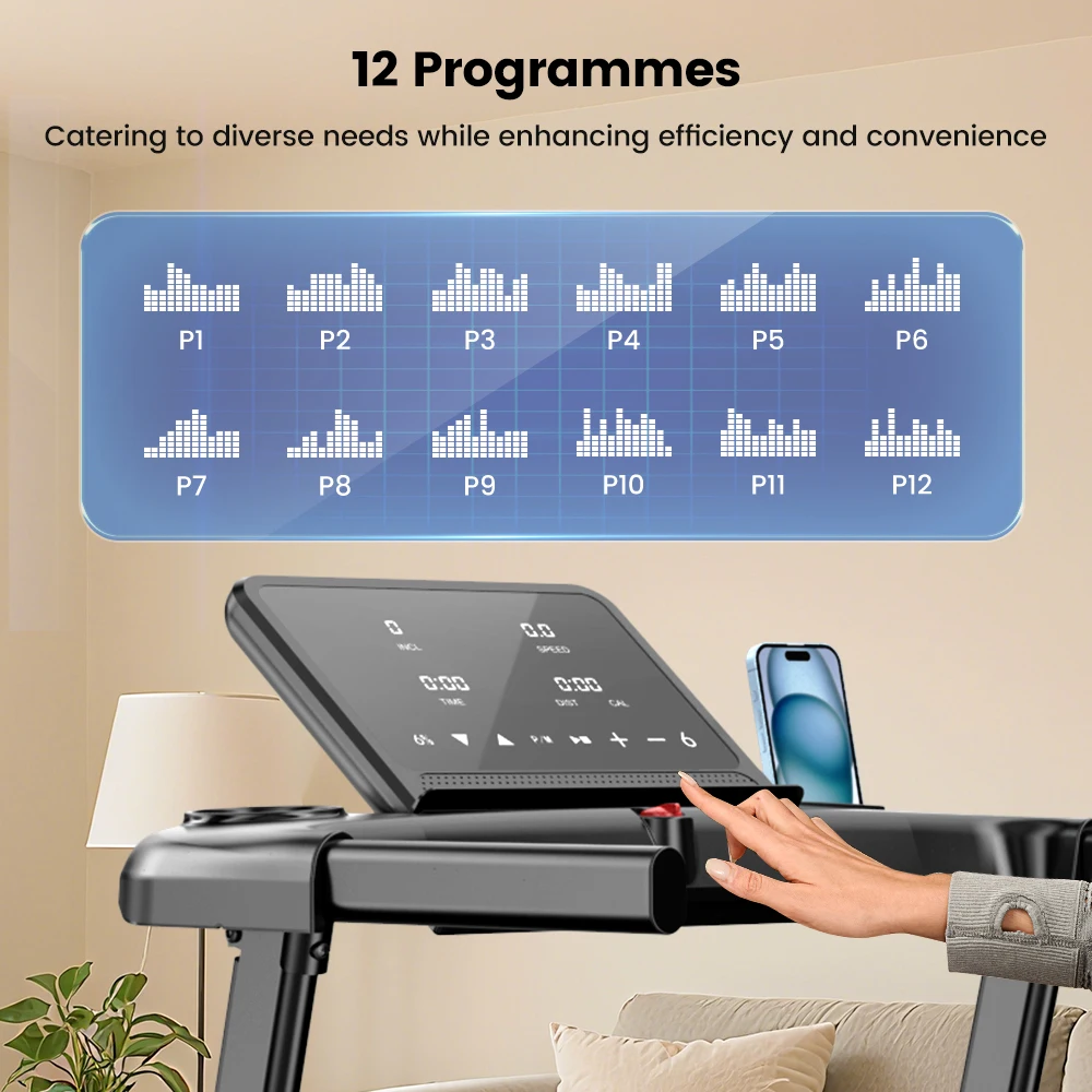 Formill FT61 3.0HP Foldable Treadmill, 15% Incline, 13.5km/h, 17×43Inch Belt, 300lbs Load, Silent, LCD, Shock-Absorbing for Home