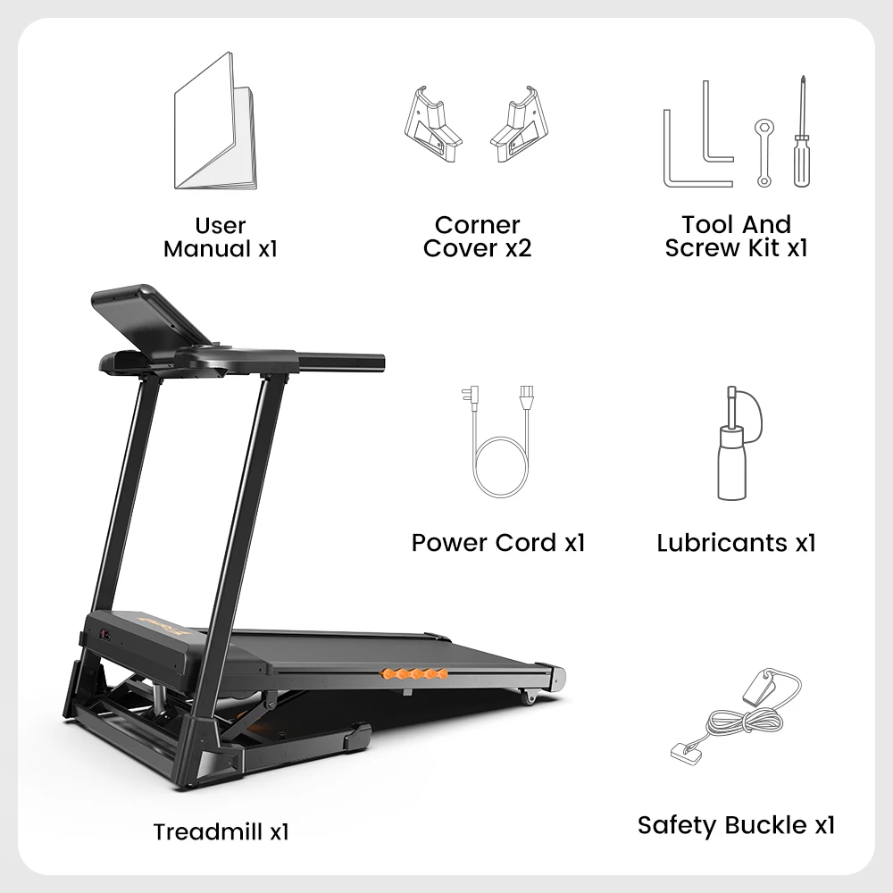 Formill FT61 3.0HP Foldable Treadmill, 15% Incline, 13.5km/h, 17×43Inch Belt, 300lbs Load, Silent, LCD, Shock-Absorbing for Home