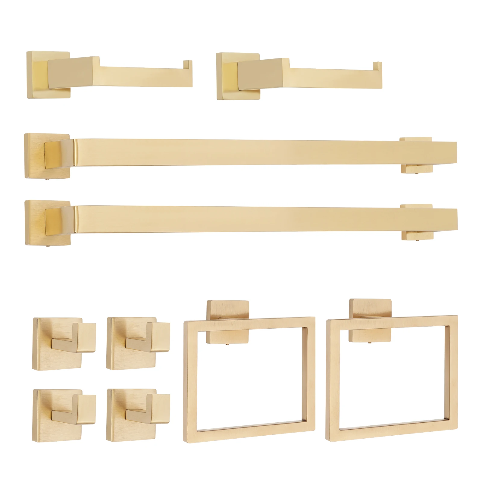 10-Pieces Bathroom Accessories Set Stainless Steel Towel Bar Set Wall Mounted Bathroom Towel Bar Set For the Bathroom Hotels