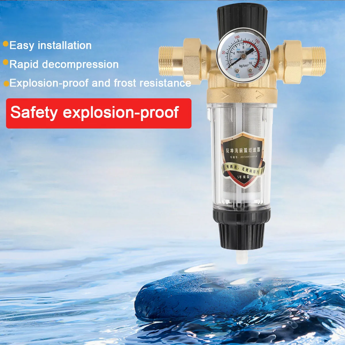 Reusable Tap Water Filter Stainless Steel Flowing Fine Filter Pre-filter Sediment Filter for Well Water Hose 25mm