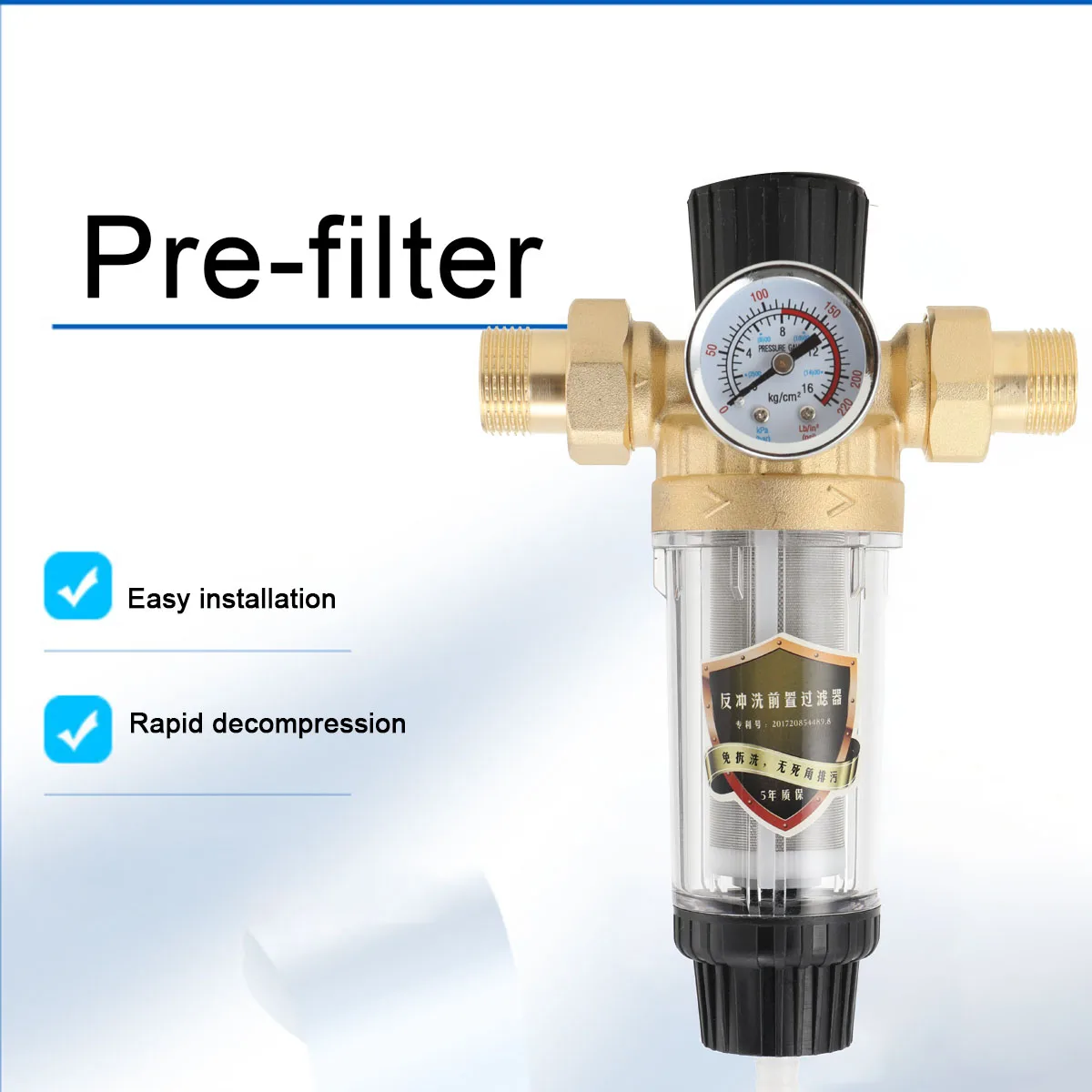 Reusable Tap Water Filter Stainless Steel Flowing Fine Filter Pre-filter Sediment Filter for Well Water Hose 25mm