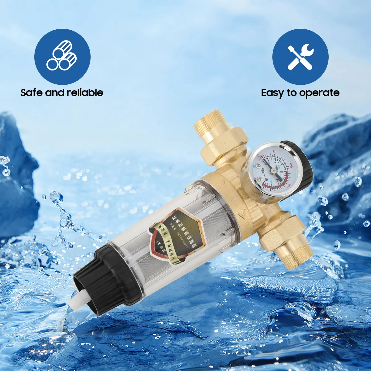 Reusable Tap Water Filter Stainless Steel Flowing Fine Filter Pre-filter Sediment Filter for Well Water Hose 25mm