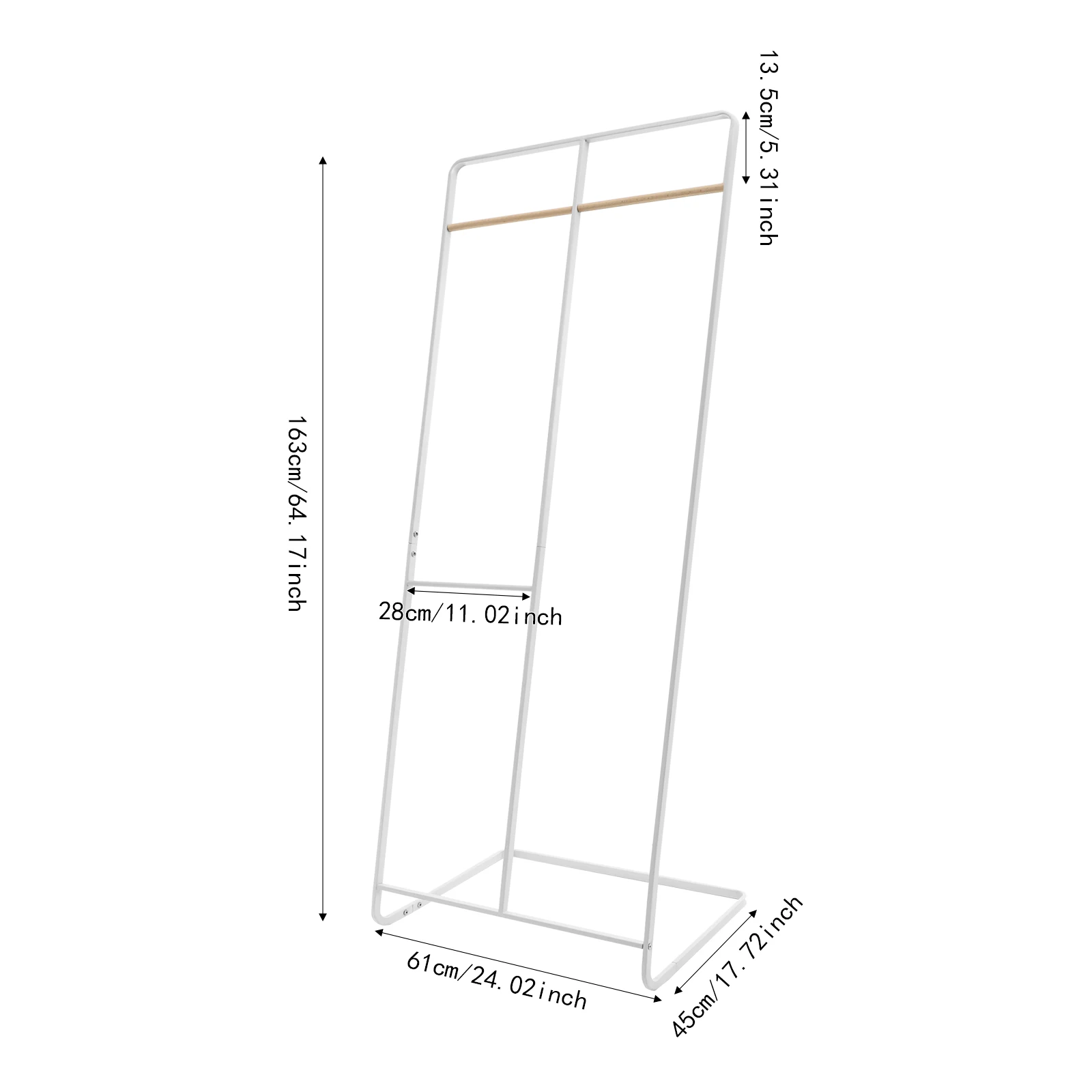 2 Rows Multifunctional Clothes Rail Compact and Lightweight Corner Clothing Rack