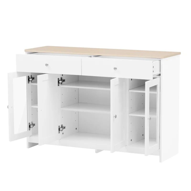 Living room cabinet Modern minimalist style sideboard Buffet Table Storage Cabinet and Shelves Barn Doors for Dining Room, Kitch