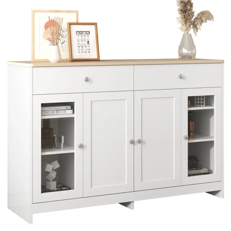 Living room cabinet Modern minimalist style sideboard Buffet Table Storage Cabinet and Shelves Barn Doors for Dining Room, Kitch