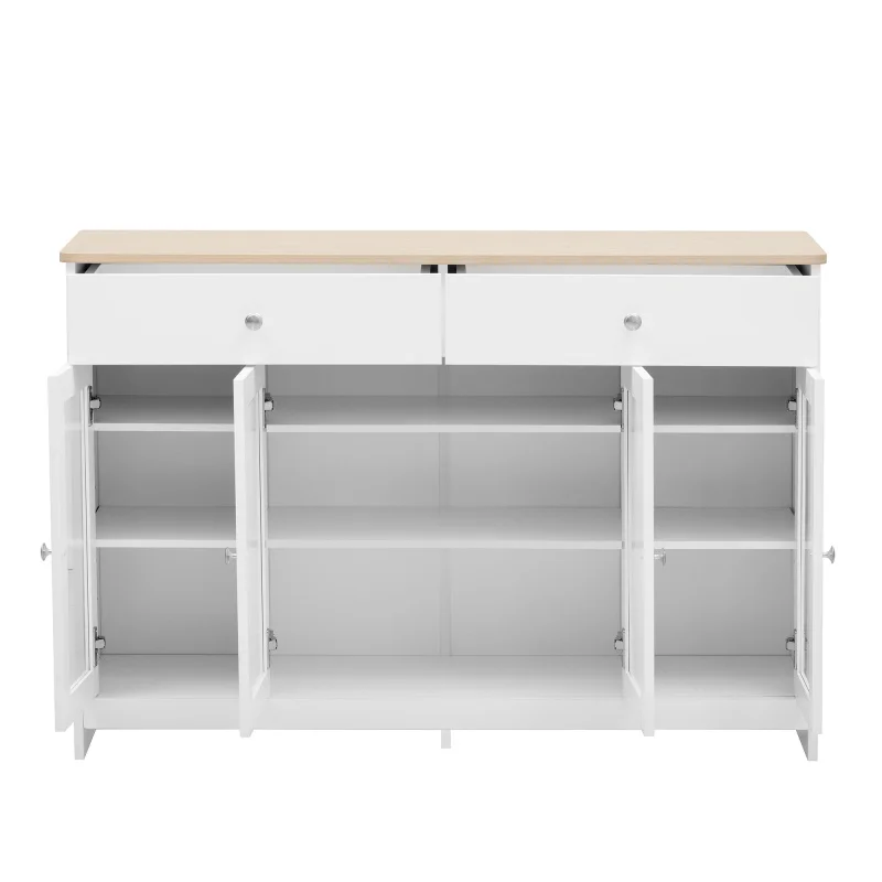 Living room cabinet Modern minimalist style sideboard Buffet Table Storage Cabinet and Shelves Barn Doors for Dining Room, Kitch