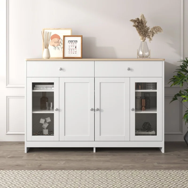 Living room cabinet Modern minimalist style sideboard Buffet Table Storage Cabinet and Shelves Barn Doors for Dining Room, Kitch