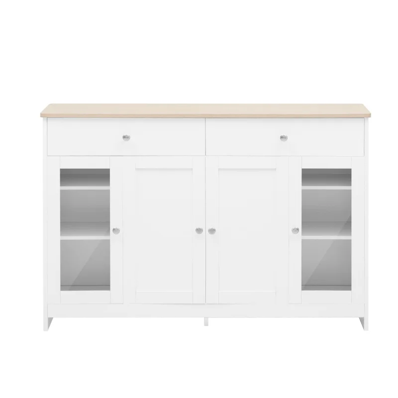 Living room cabinet Modern minimalist style sideboard Buffet Table Storage Cabinet and Shelves Barn Doors for Dining Room, Kitch