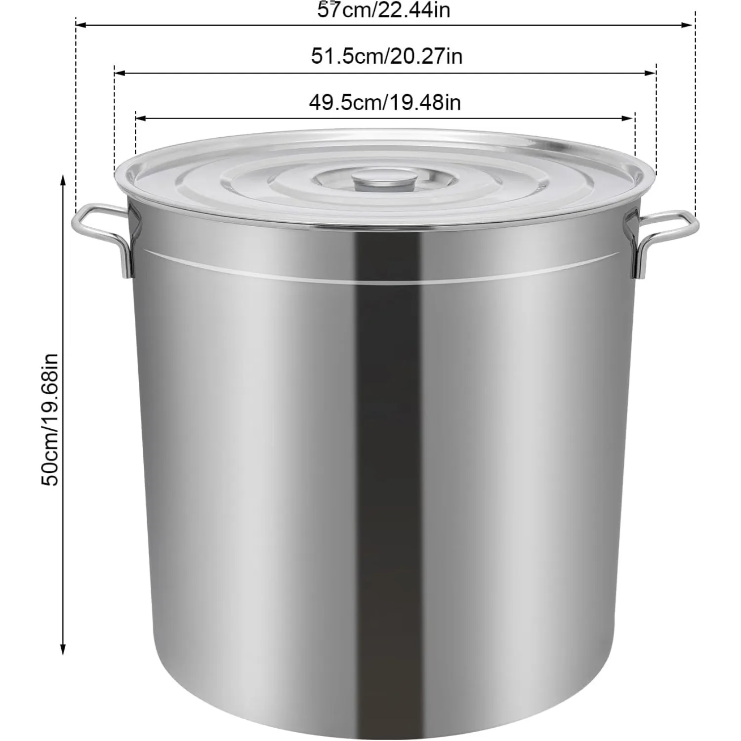 100L Stainless Steel Stockpot, Polished Finish, Cooking Pot with Lid and Basket,Multi-Purpose for Steam/Fry/Boil, 50Qt/42.26Qt