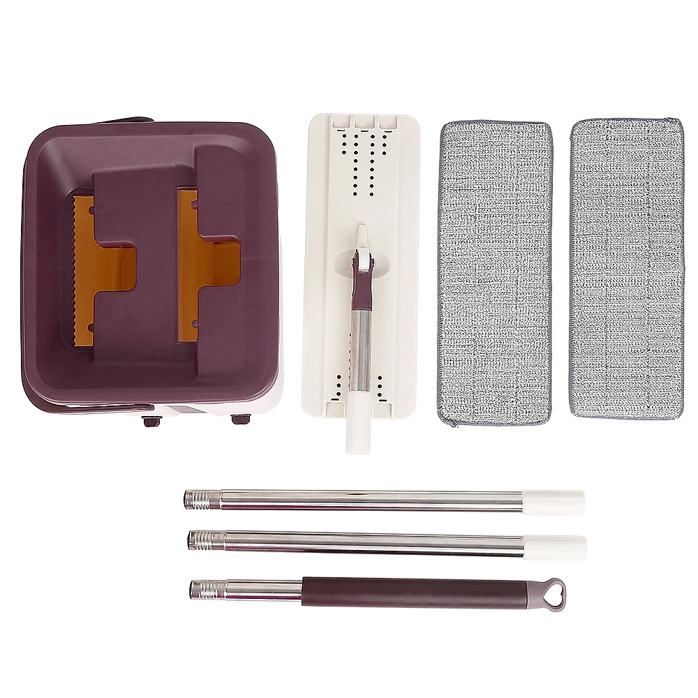 Mop and Bucket Set for Home, Flat Mop and Bucket System, Mops for Floor Cleaning and Wall Cleaner, with 2 Reusable Mop Pads