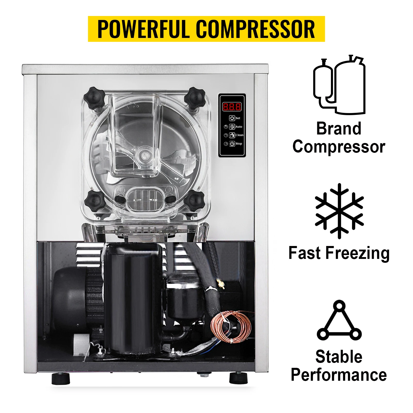 SIHAO Commercial Ice Cream Machine 1400W Hard Ice Cream Maker 16-20L/H Stainless Steel Frozen Dessert Equipment