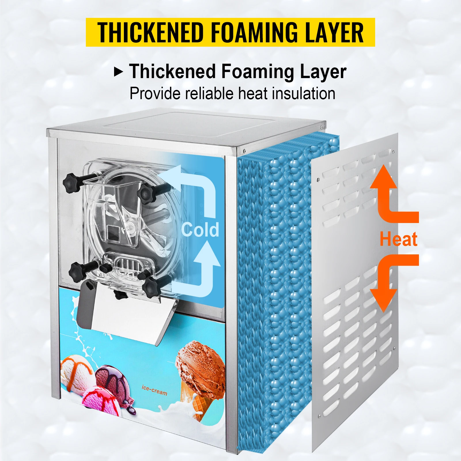 SIHAO Commercial Ice Cream Machine 1400W Hard Ice Cream Maker 16-20L/H Stainless Steel Frozen Dessert Equipment